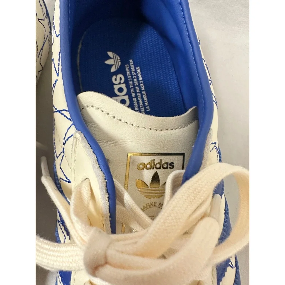 Adidas Tokyo Star Stitched Cream Blue Leather Sneakers IH6640 Womens 9.5